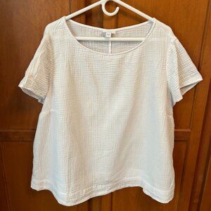 J Jill White Cotton-Gauze Cap Sleeve Top 2X